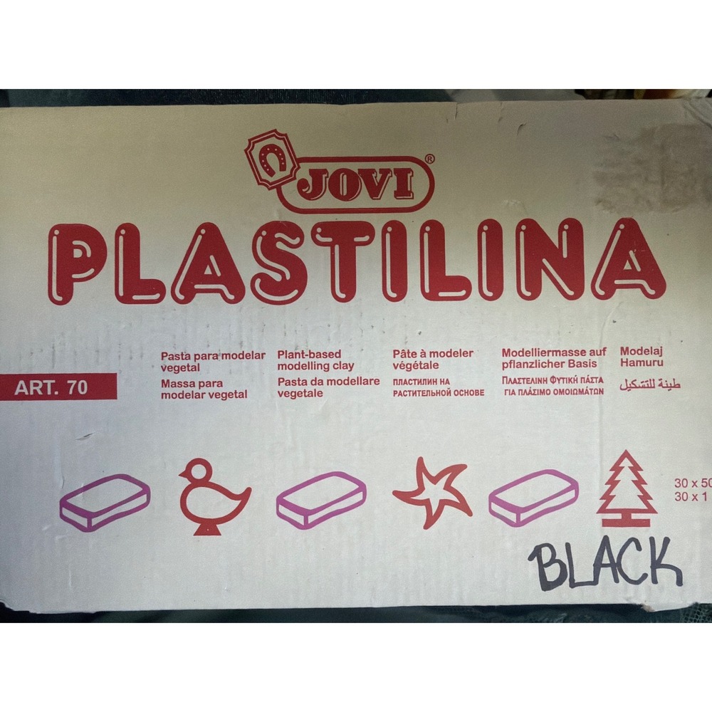 Jovi Plastilina Black Modelling Clay Plant-Based Non-Drying 30 Bars Art 70 50g